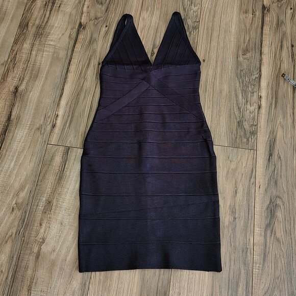 Rachael G. Stretch Violet Strappy V-Neck Dress with Front and Back Cutout - Picture 6 of 10